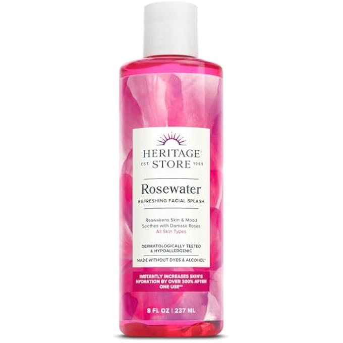 Heritage STORE ROSE PETALS ROSEWATER | ALCOHOL FREE, 100% PURE VEGAN | BENEFITS SENSITIVE SKIN, HAIR & MORE | FACIAL TONER & MOISTURIZER | 8 OZ - Image 1